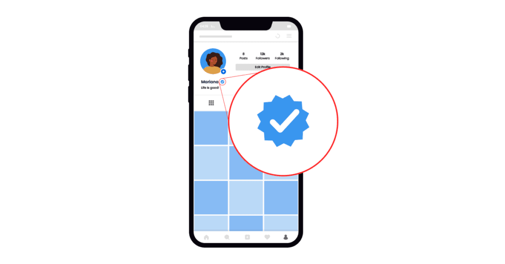 Profil vérifié sur Instagram