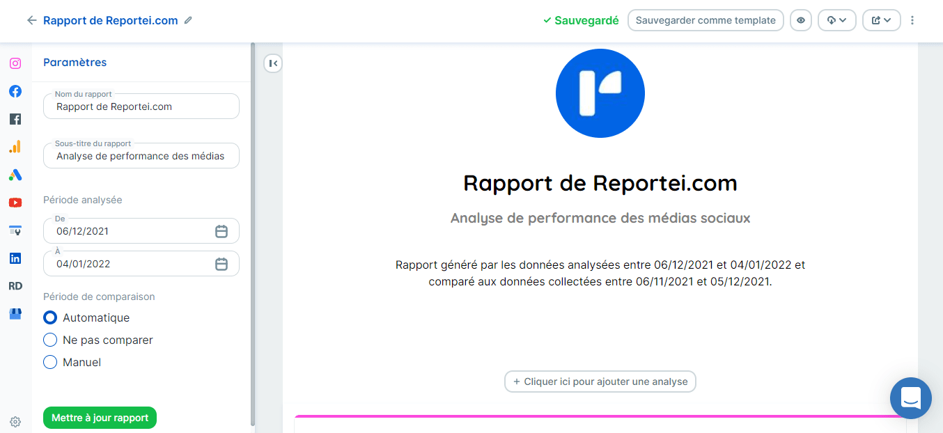 Rapport de Reportei.com