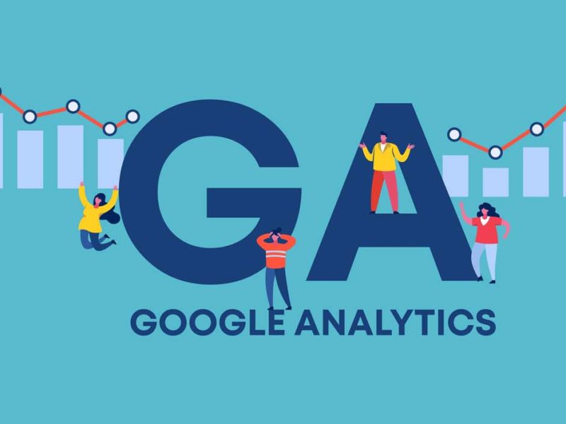 GA google analytics. Acronym of profitable trade and successful financial income distribution corporate business.