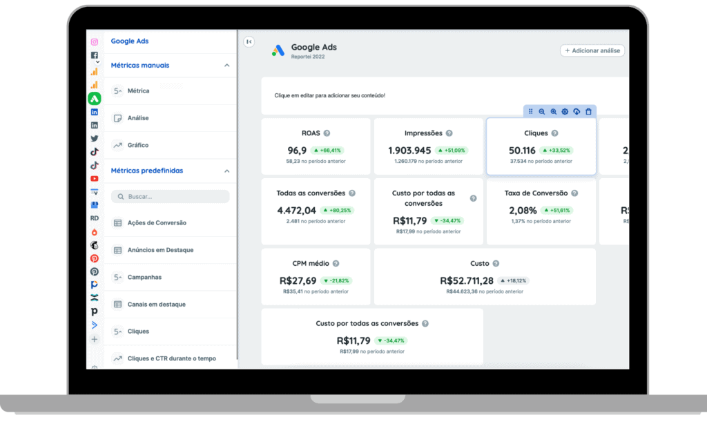 3 Modelos de dashboard de Marketing Digital Reportei