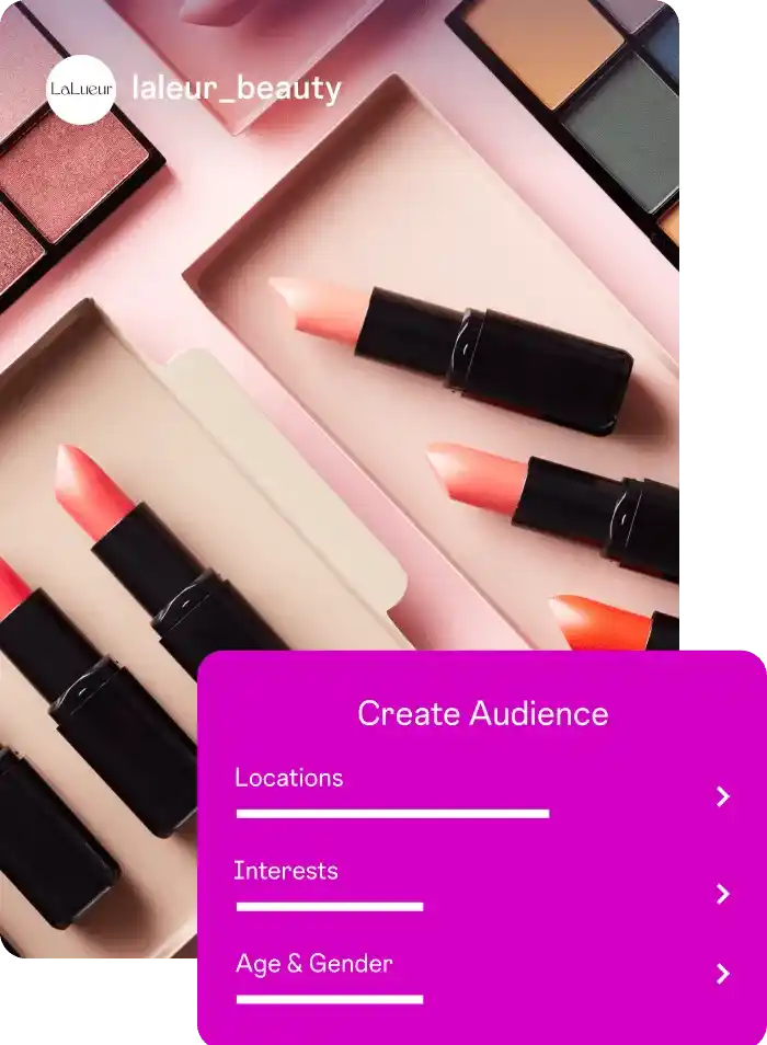 Tela de anúncio para turbinar no Instagram com criação de público por localização, interesses e idade.