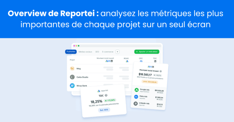 Overview de Reportei : analysez les métriques les plus importantes de chaque projet sur un seul écran