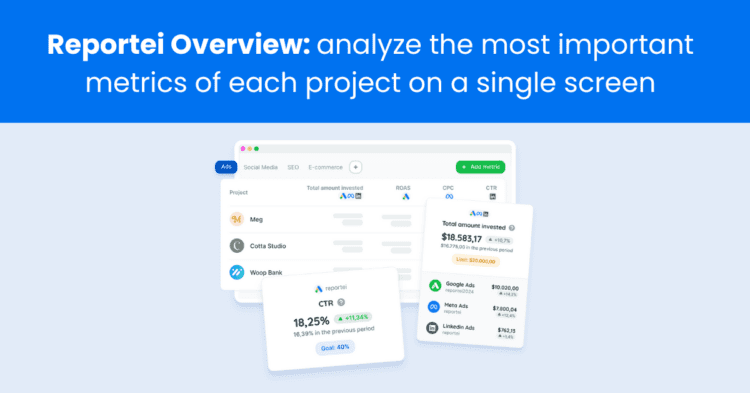 Reportei Overview: analyze the most important metrics of each project on a single screen