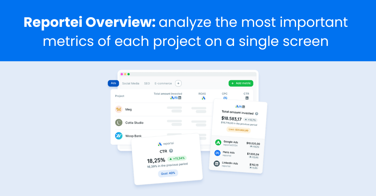 Reportei Overview: analyze the most important metrics of each project ...