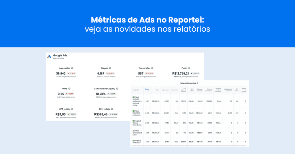 Métricas de Ads no Reportei_ veja as novidades nos relatórios