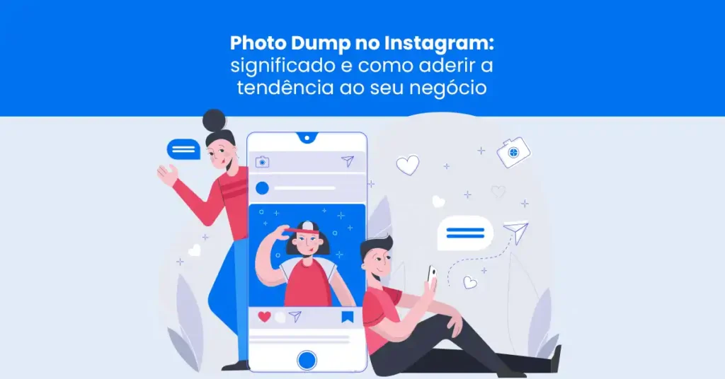 Ilustração de 2 pessoas em diferentes poses para photo dump no Instagram