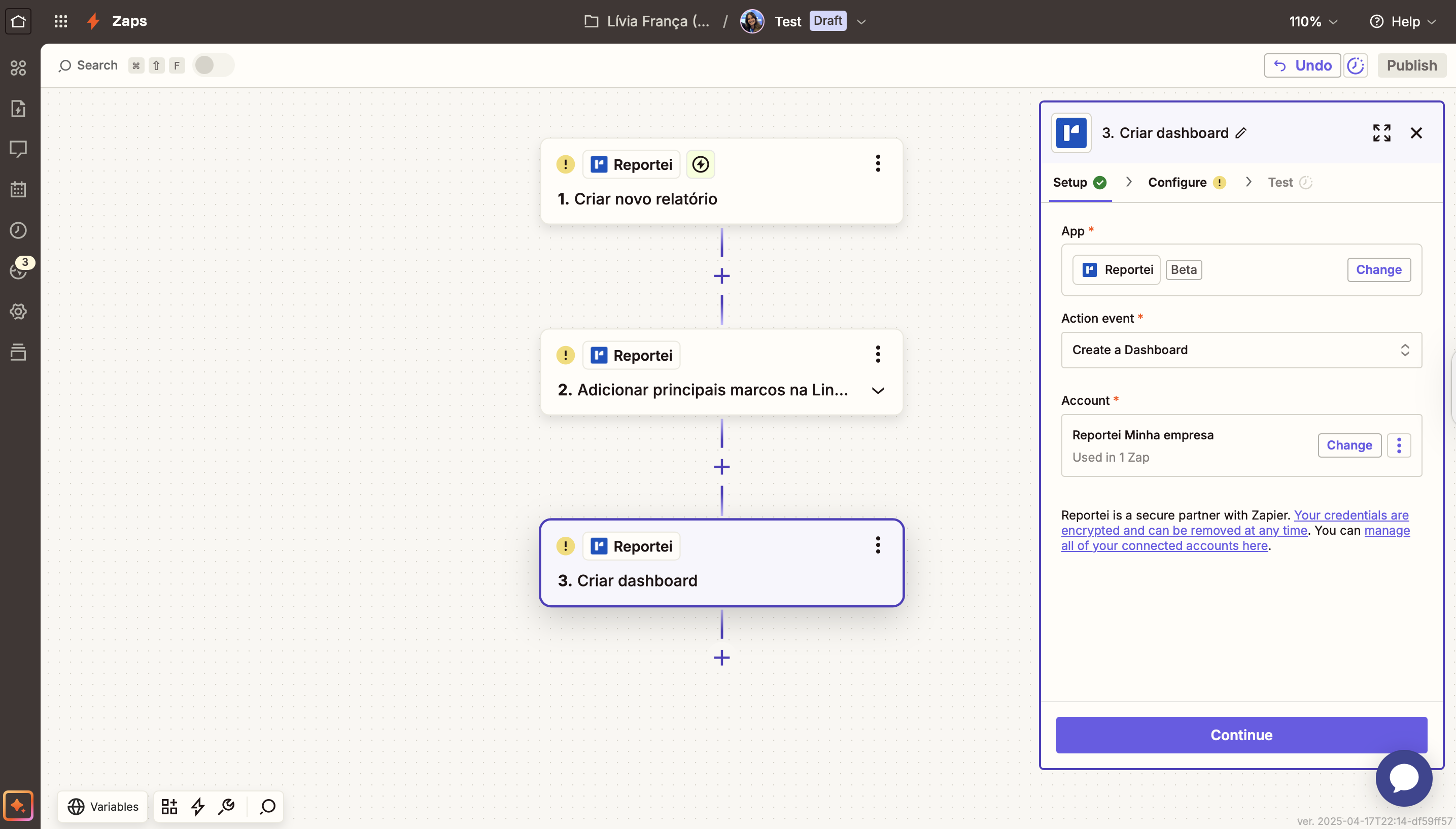 Integração entre Reportei e Zapier