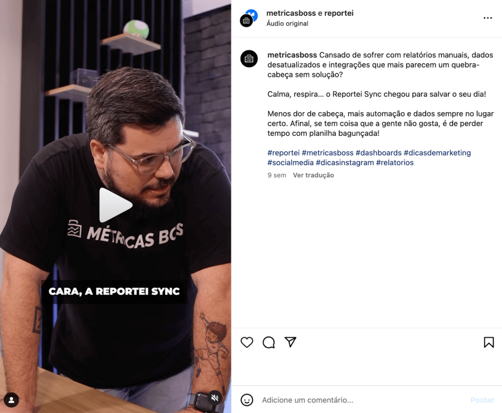 Exemplo de uso de hashtags na legenda