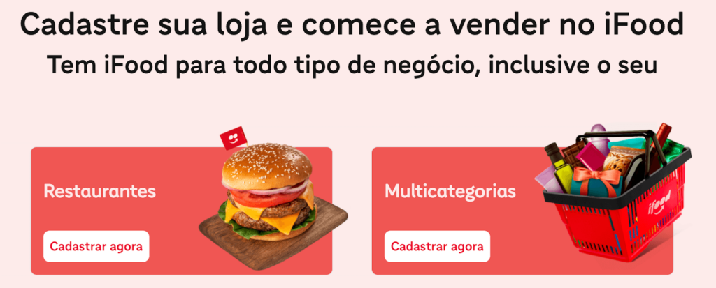 Cadastro para vender no iFood