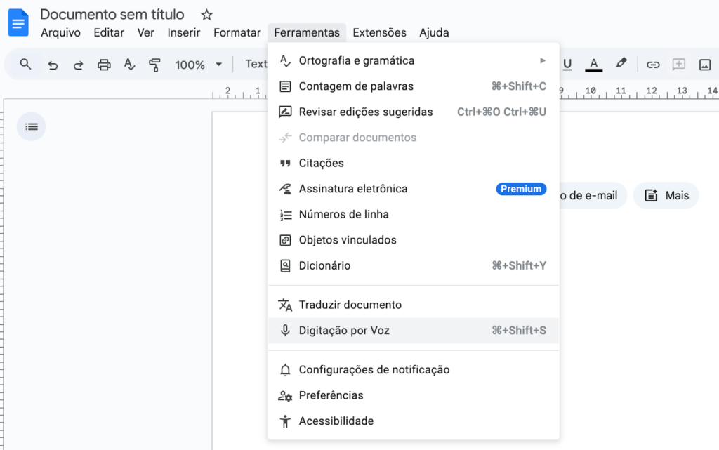 Como transcrever vídeo do YouTube com o Google Doc