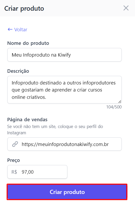 Como cadastrar produto kiwify