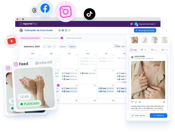 Agendamento de posts com o Reportei Flux
