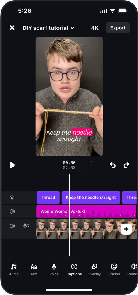 Legendas automáticas Edits do Instagram
