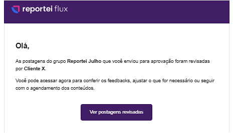e-mail de notificação Reportei Flux