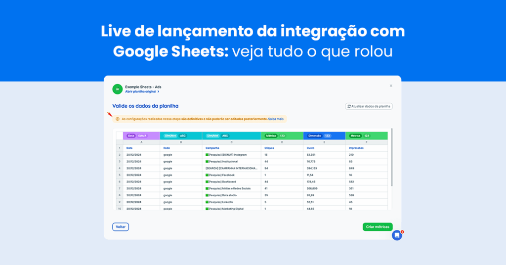 Live de lançamento da integração com Google Sheets: veja tudo o que rolou