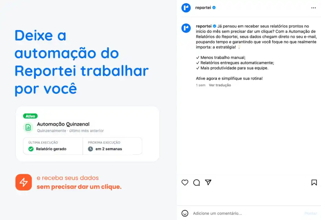 Post com legenda para Instagram, com destaque para a construção de um texto lógico