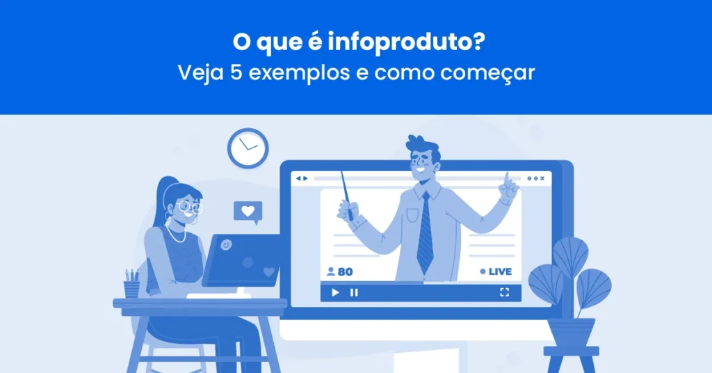 Ilustração de curso online, exemplificando o que é um infoproduto.