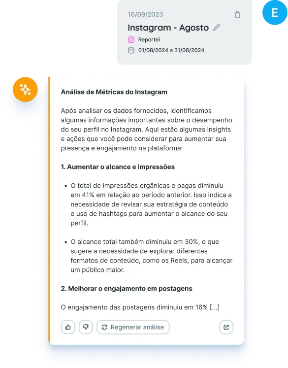Análise de redes sociais com a Inteligência Artificial do Reportei