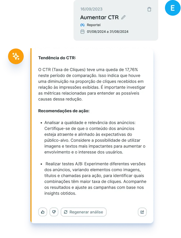 Análise de campanhas com a Inteligência Artificial do Reportei