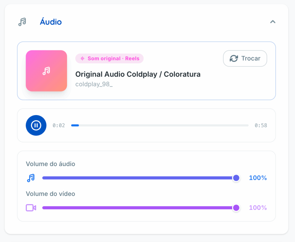 Possibilidade de ajustes de volume