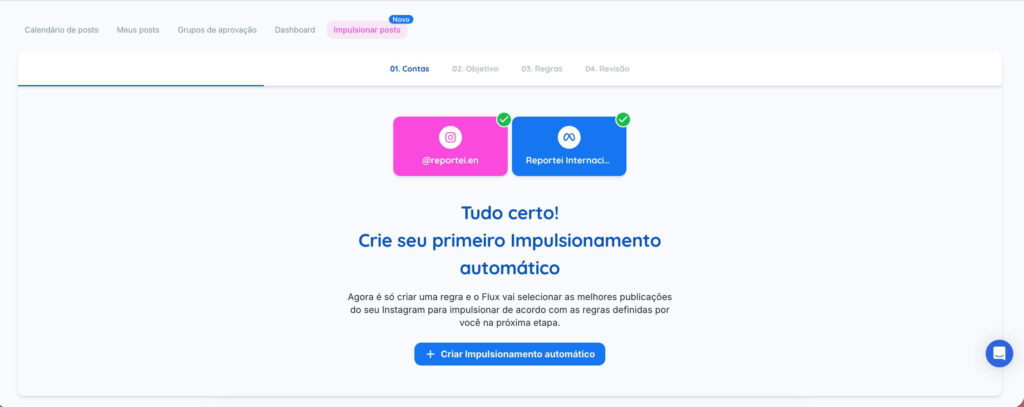 Integração do Instagram e Meta Ads no Reportei Flux