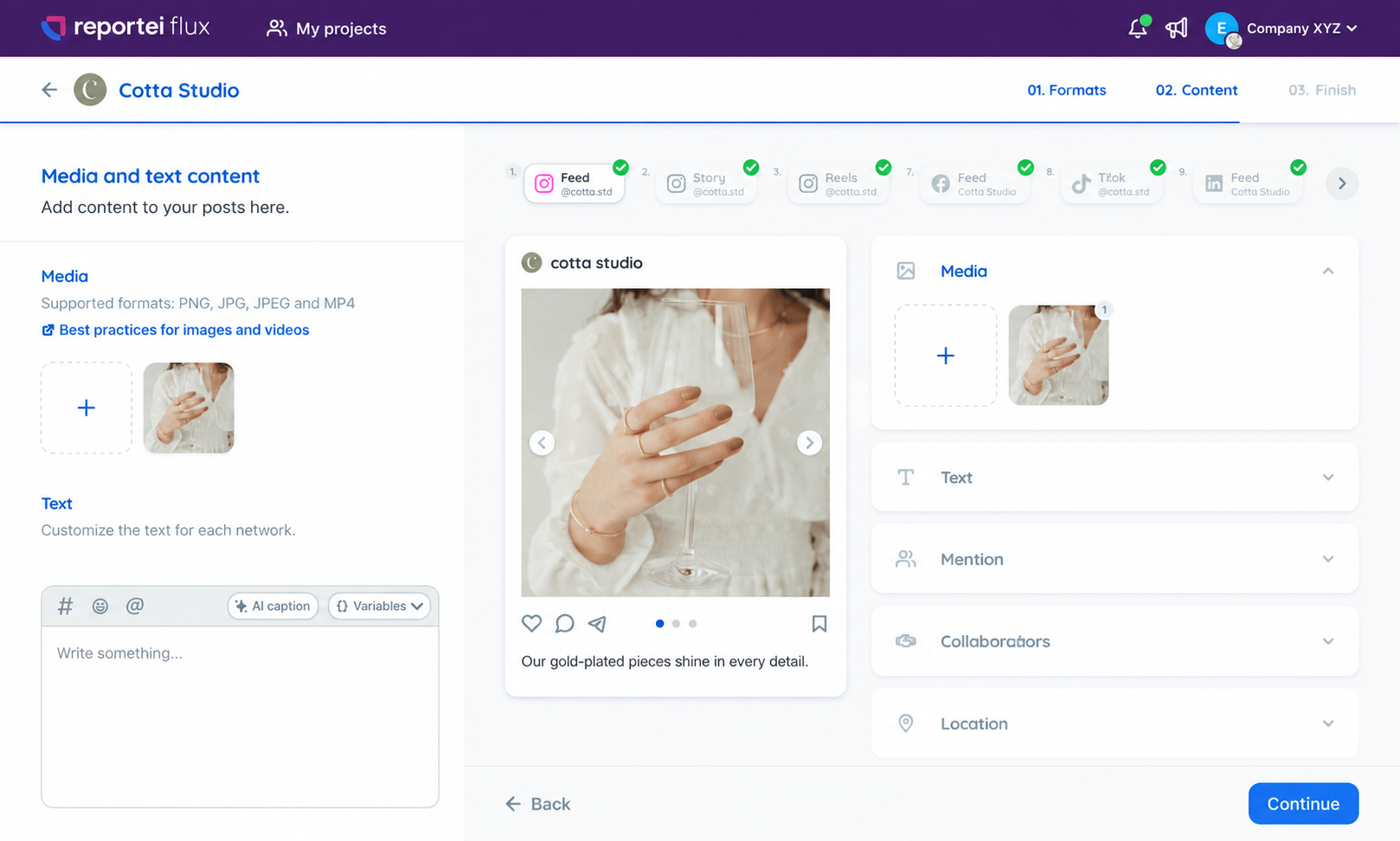Flux product interface