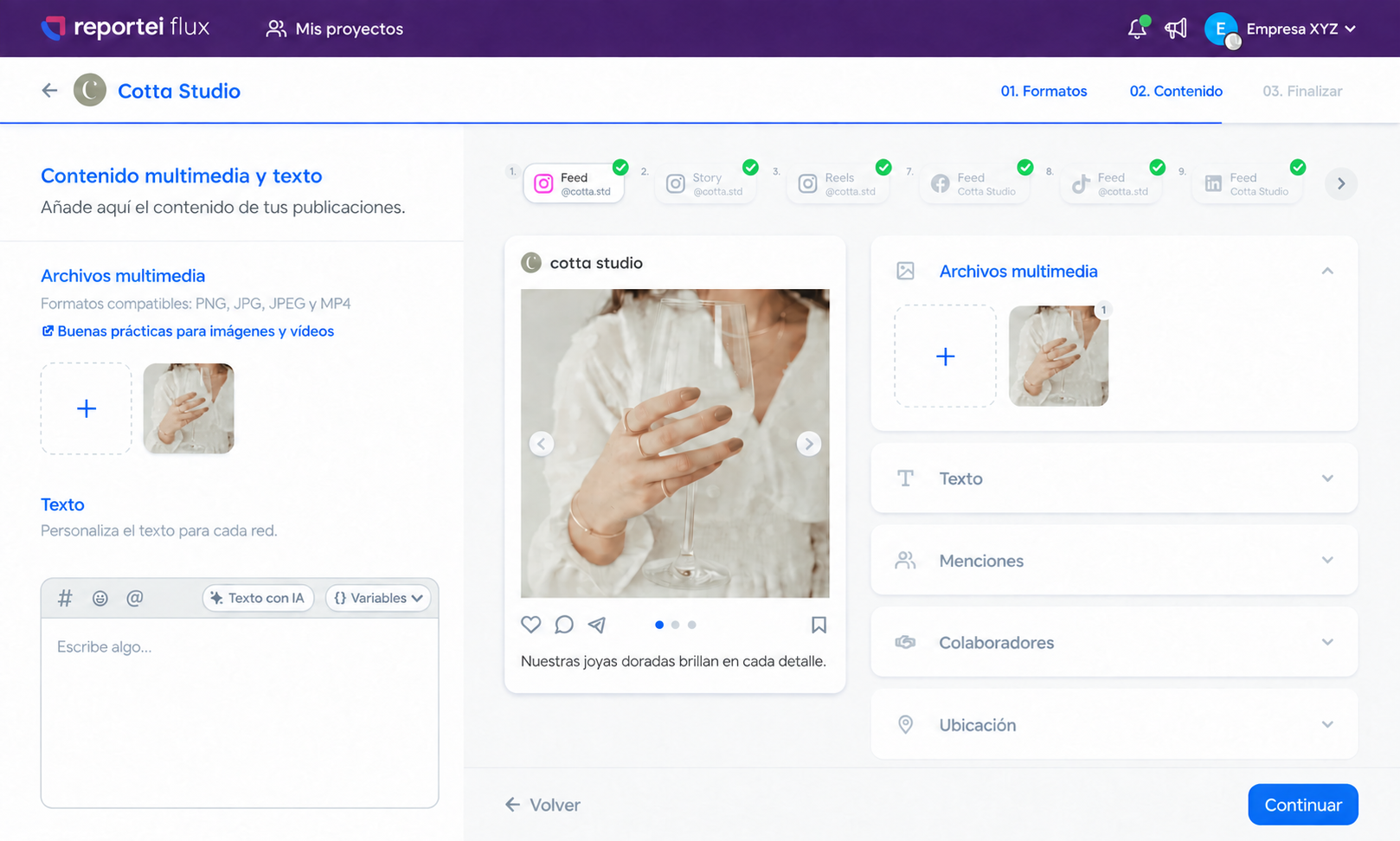 Flux — interfaz del producto