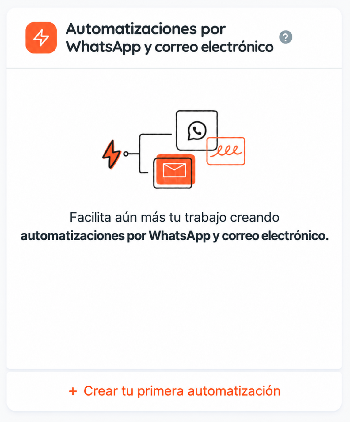 Bloque de automatizaciones por correo electrónico y WhatsApp