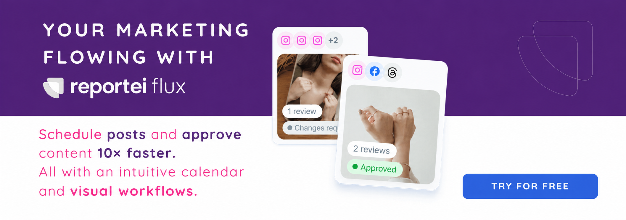 Try Reportei Flux for free