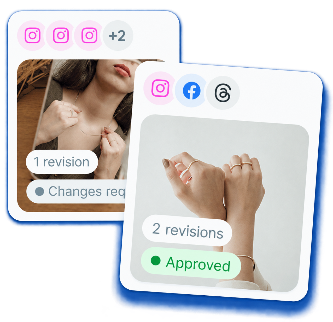 Approval and revision cards in Reportei Flux