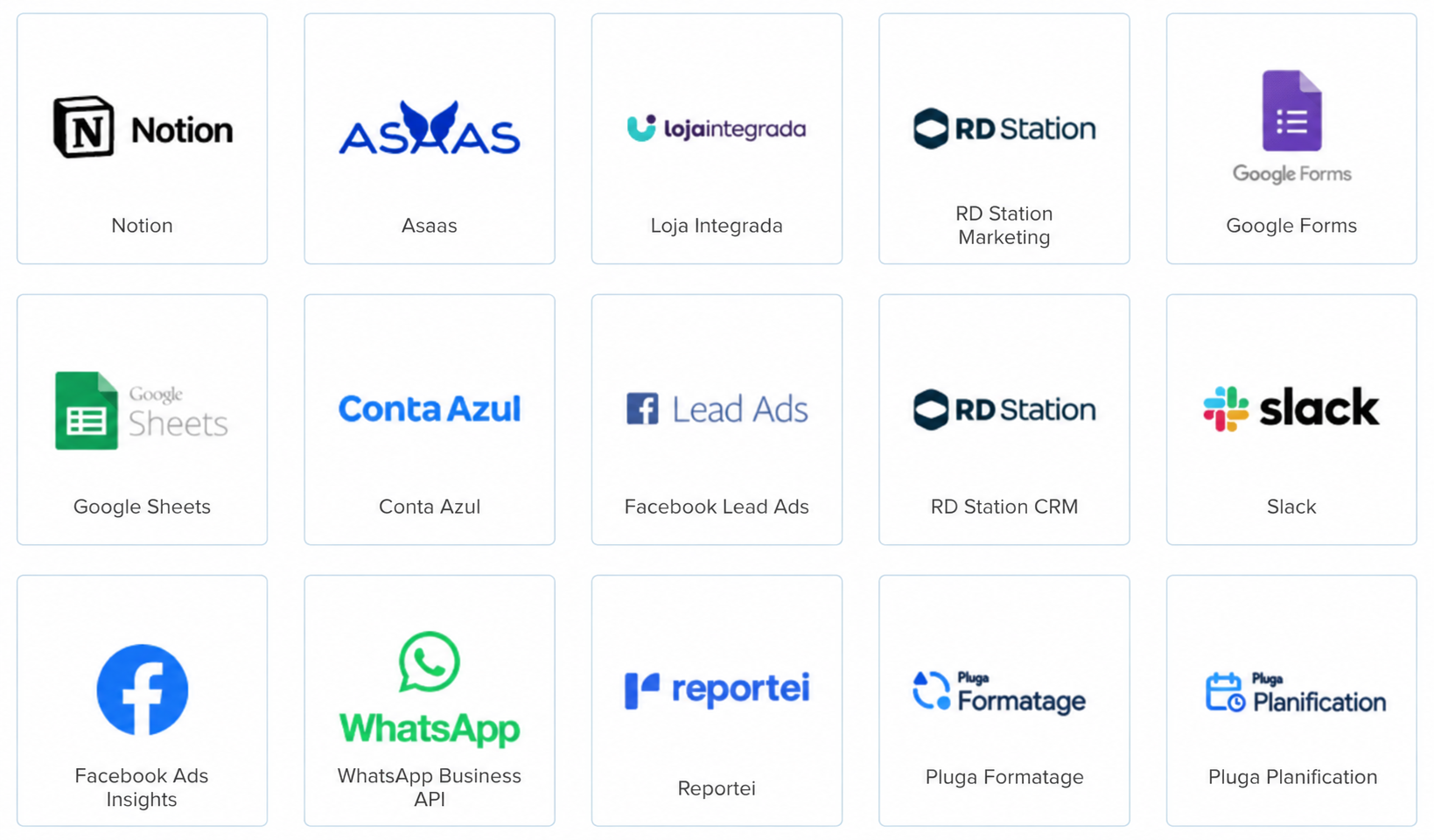Intégrations pour automatiser le marketing, les ventes et les finances avec Pluga