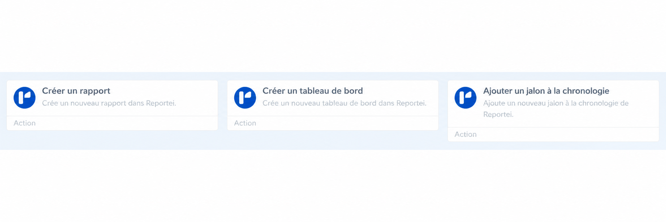Actions de Pluga dans Reportei