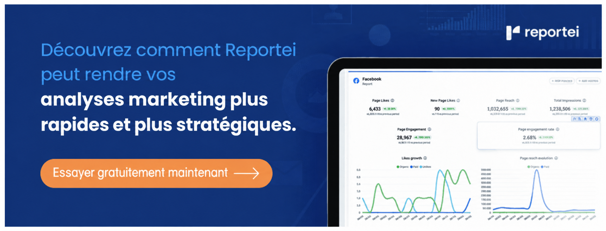 Essayez Reportei gratuitement